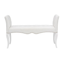Baxton Studio BBT5197-Bench-White Kristy Modern and Contemporary White Faux Leather Classic Seating Bench
